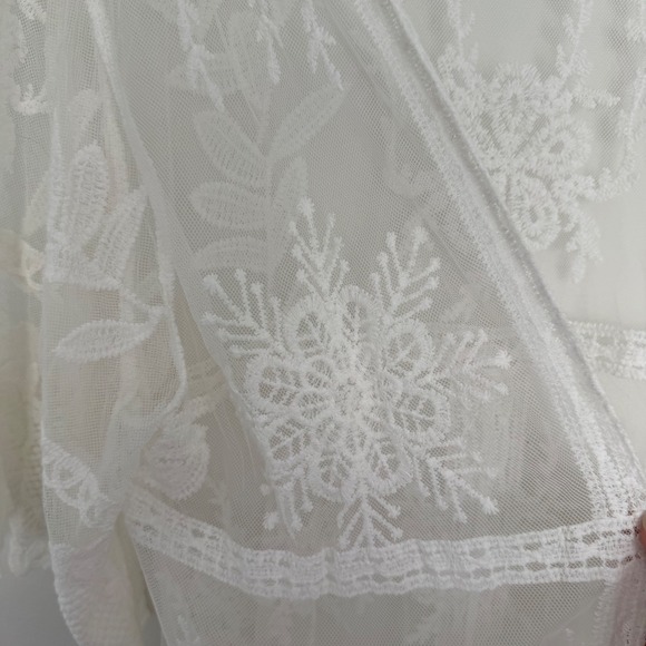 NWOT Anna-Kaci California‎ White Lace Sheer Long Kimono Whimsifairy Cottagecore - Picture 4 of 10